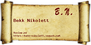 Bekk Nikolett névjegykártya